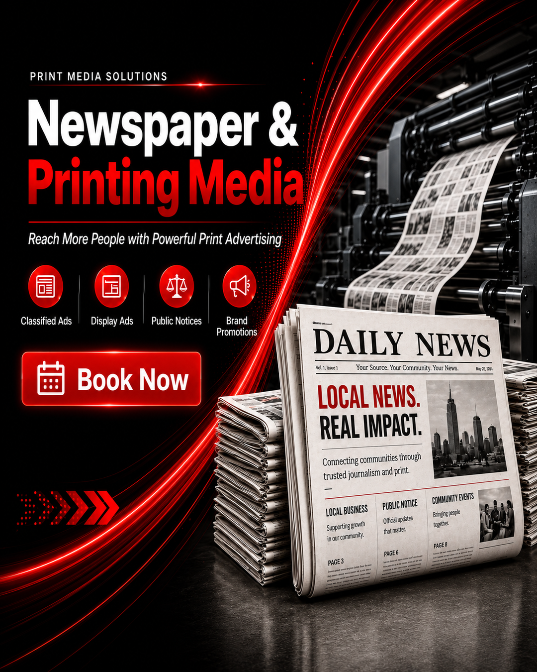 MA Media newspaper and printing advertising banner